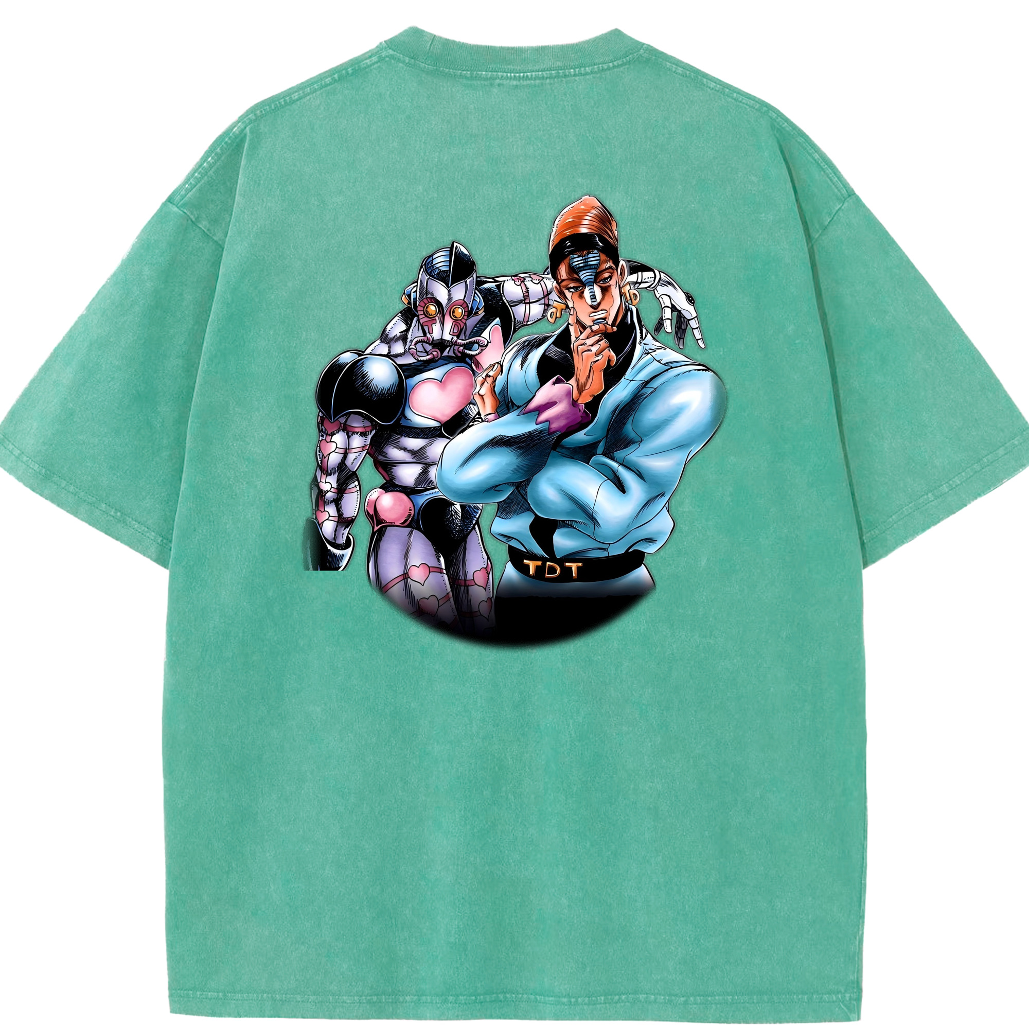 （画像用） ジョジョの奇妙な冒険 ひがしかた じょうすけ JoJo's Bizarre Adventure Higashikata Josuke 綿100% ヴィンテージ風 半袖Tシャツ（背面プリント）
